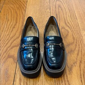 Sam Edelman Black Loafers with Gold Accent